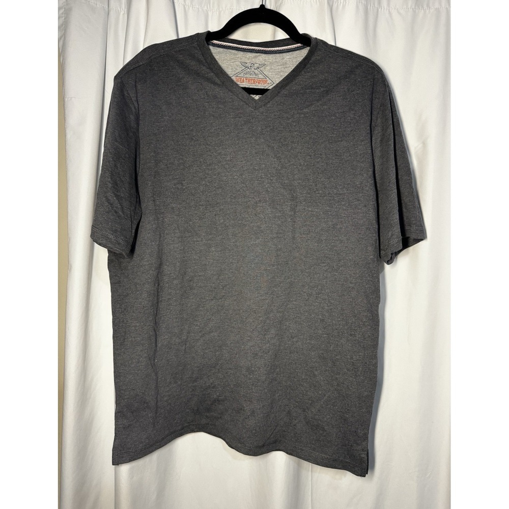 Weatherproof Vintage Dark Navy Cotton Blend Knit V-Neck Logo T-Shirt L